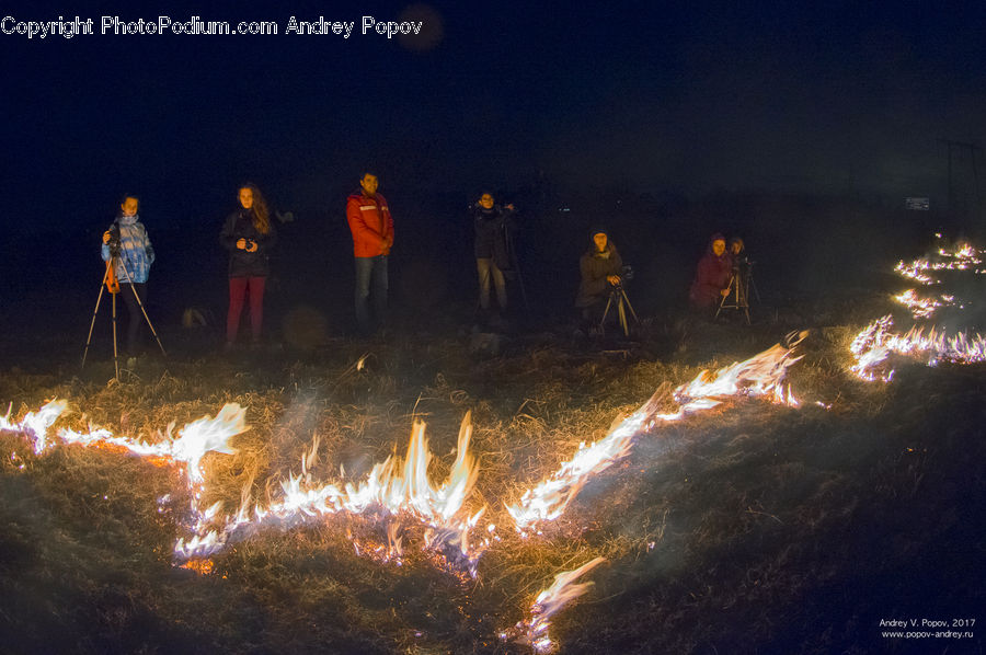 Tripod, Bonfire, Campfire, Camping, Fire, Flame, People