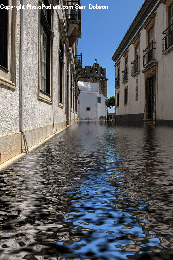 Alley, Alleyway, Road, Street, Town, Flood, Cobblestone