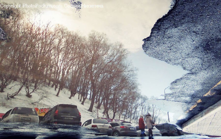 Ice, Outdoors, Snow, Parking, Parking Lot, Car, Van