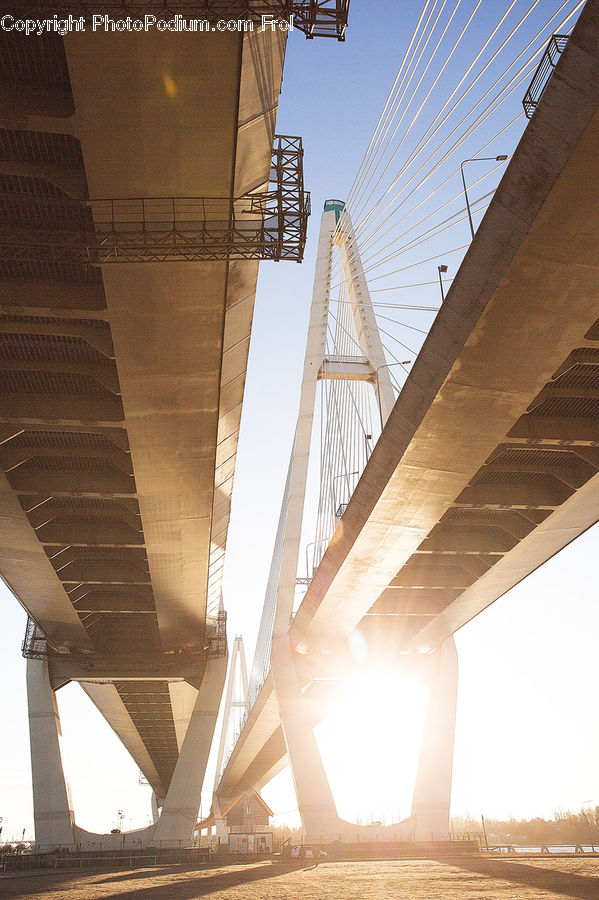 Freeway, Overpass, Construction, Scaffolding, Triangle, Road, Building