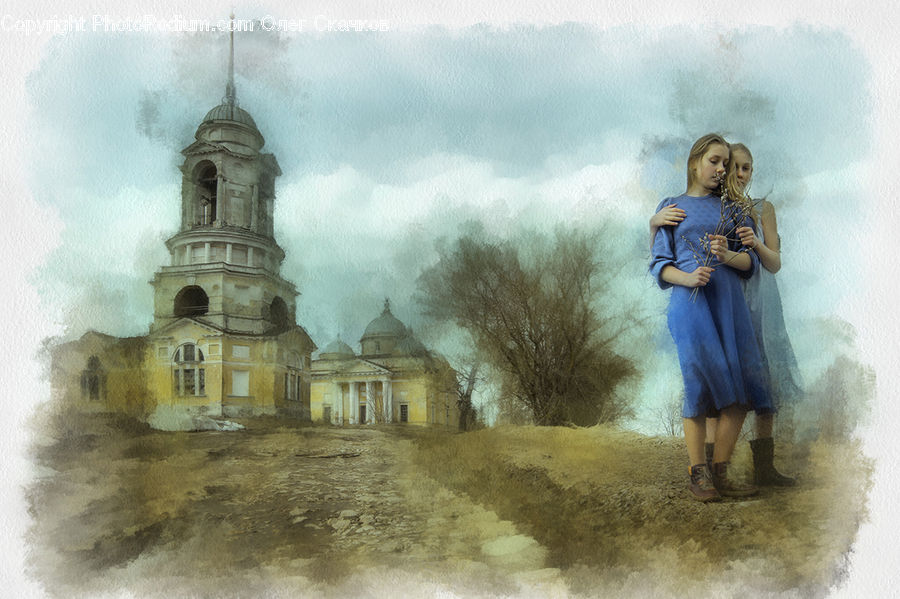 People, Person, Human, Blonde, Female, Woman, Dirt Road