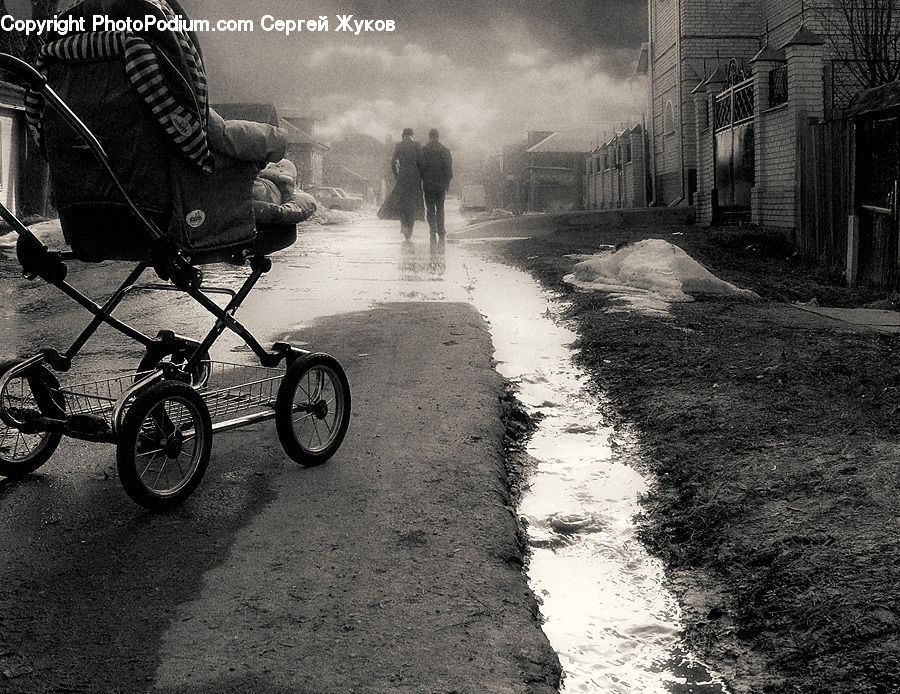Bicycle, Bike, Vehicle, Stroller, Cobblestone, Pavement, Walkway