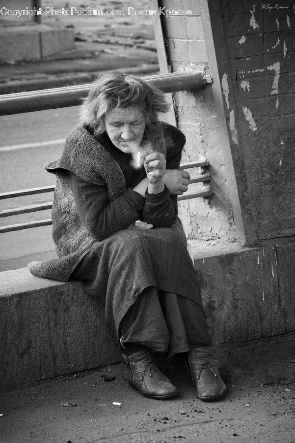 People, Person, Human, Asphalt, Tarmac, Bench, Portrait