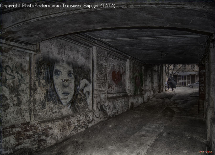 Tunnel, Art, Drawing, Sketch, Paper, Head, Portrait