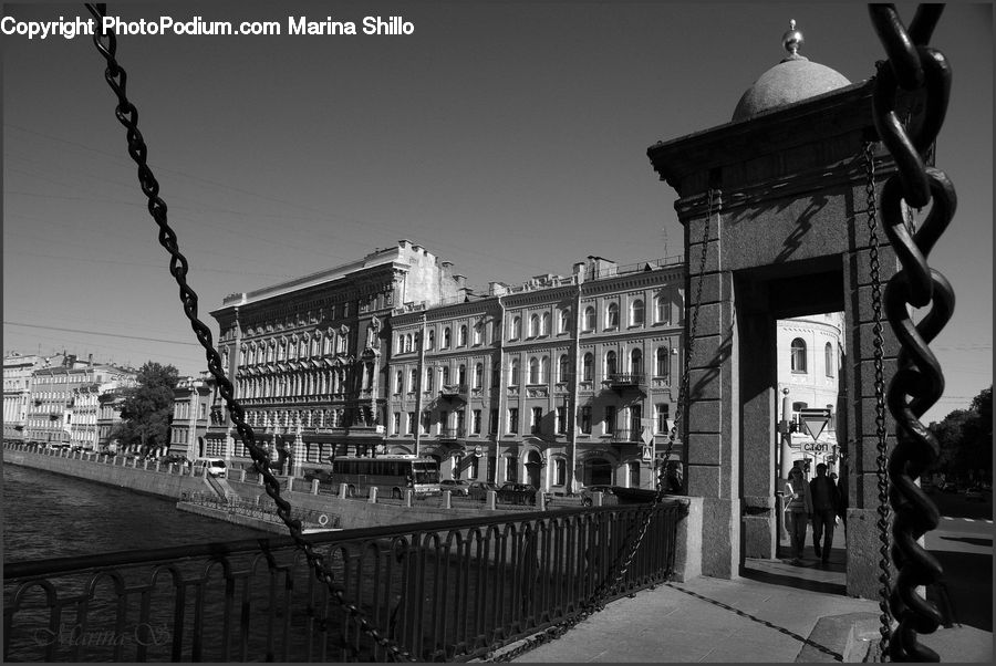 Railing, Building, Downtown, Town, Boardwalk, Path, Pavement