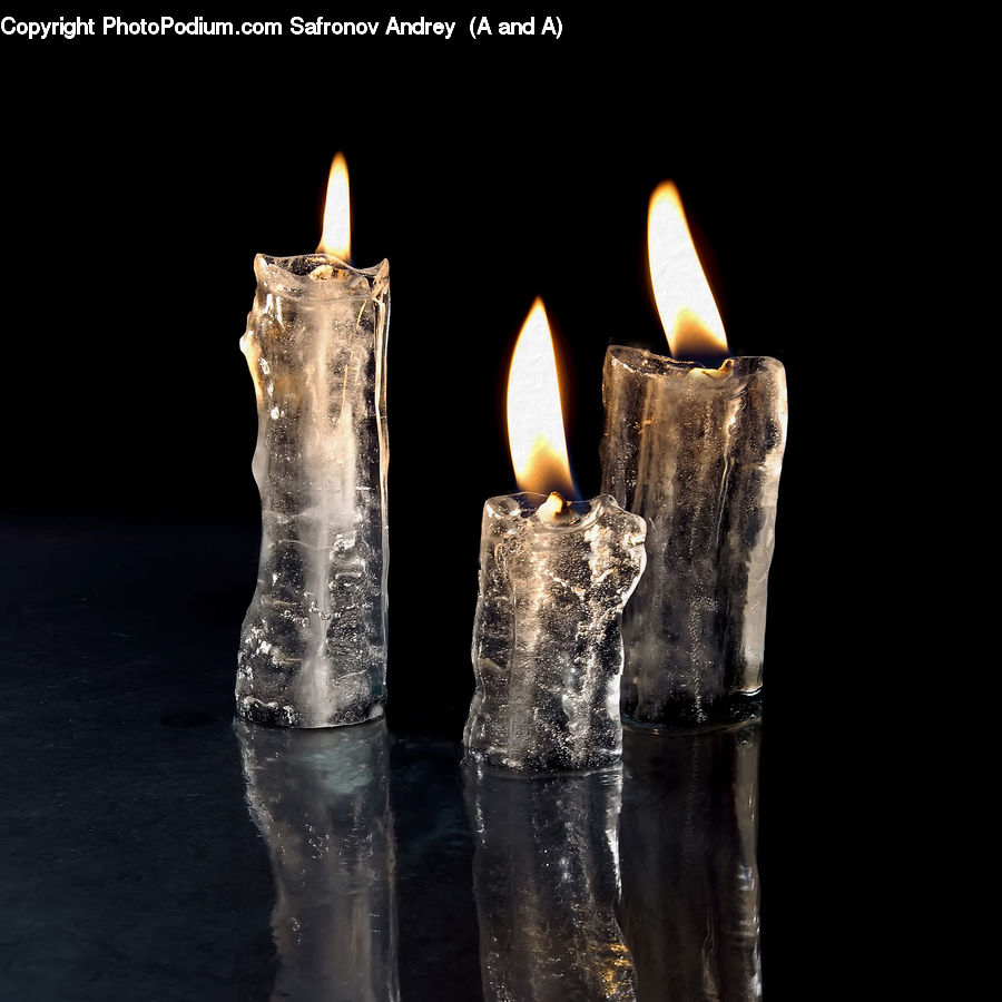 Ice, Outdoors, Snow, Candle, Fire, Flame, Water