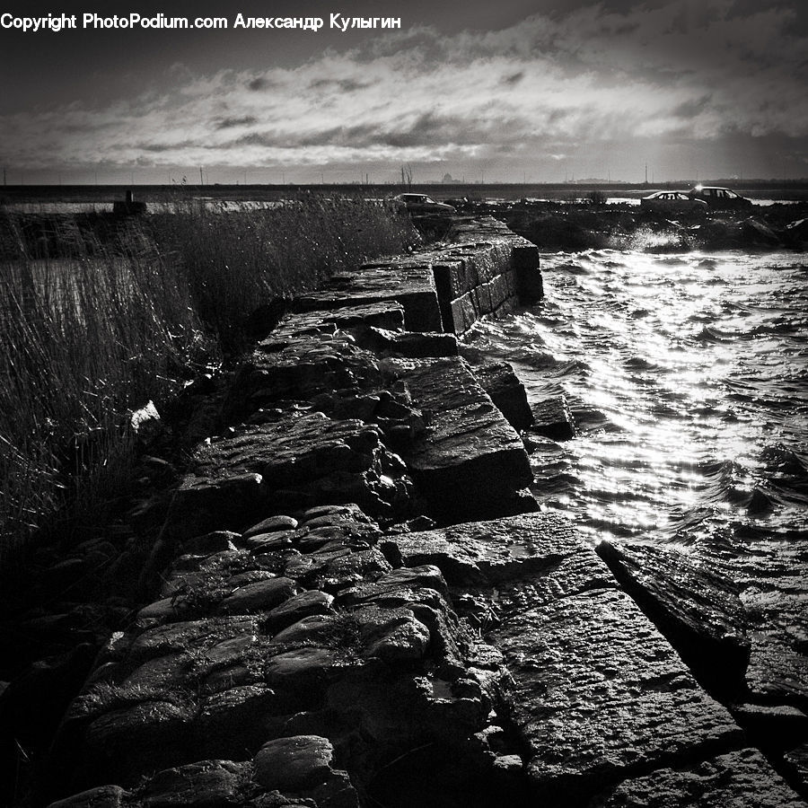 Coast, Outdoors, Sea, Water, Rubble, Ripple, Rock