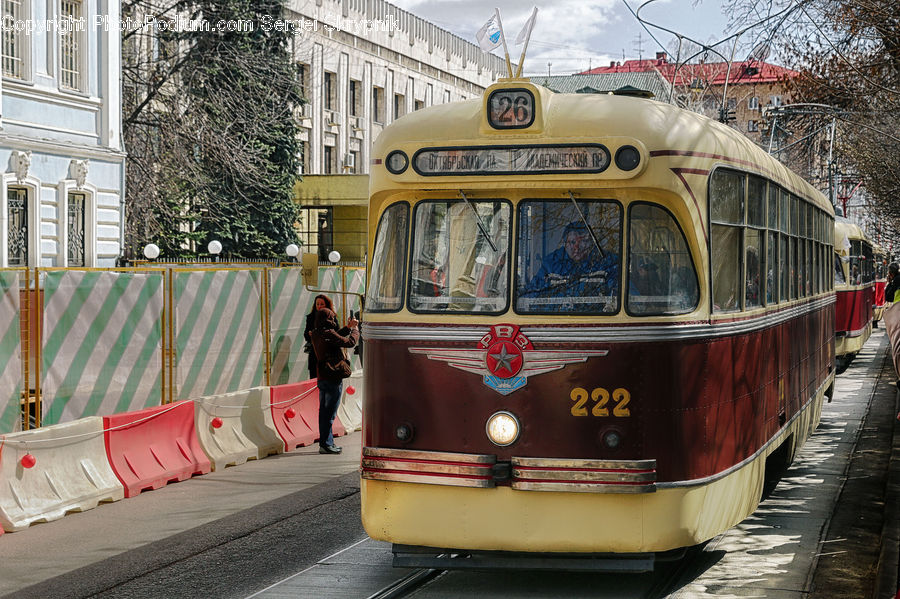 Rail, Streetcar, Tram, Trolley, Vehicle, Cable Car, Downtown