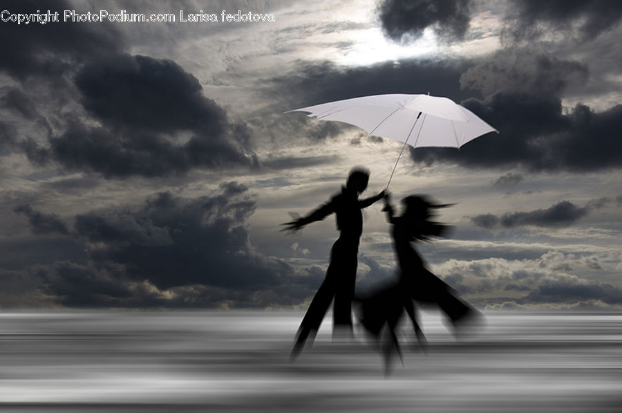 Cloud, Cumulus, Sky, Dance, Dance Pose, Tango, Umbrella