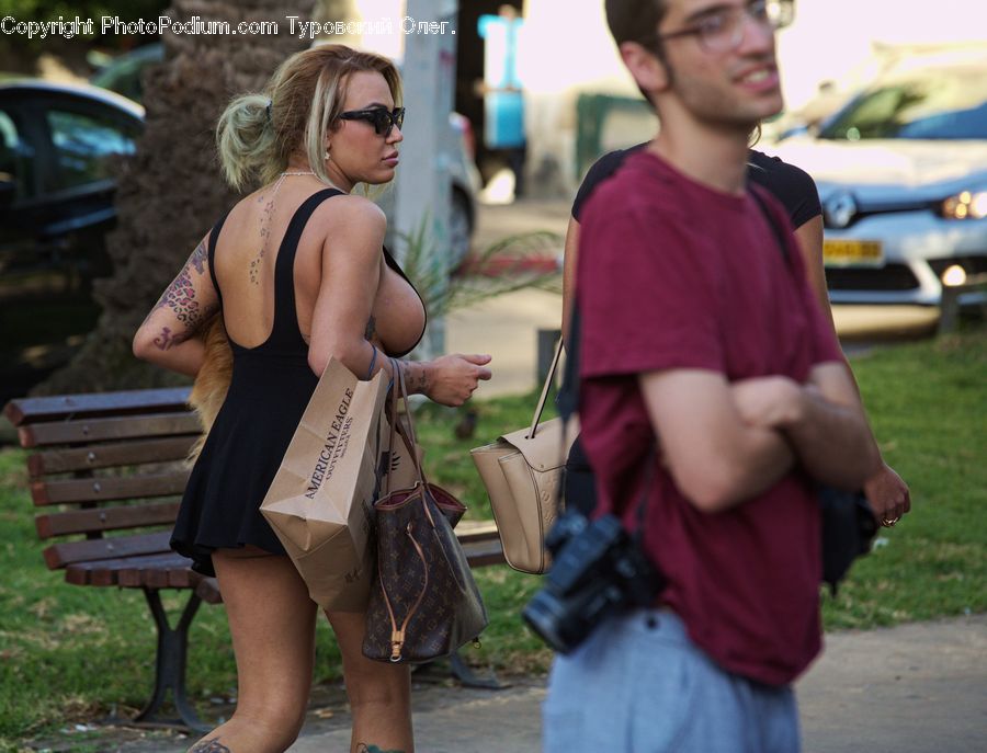 People, Person, Human, Automobile, Car, Vehicle, Park Bench