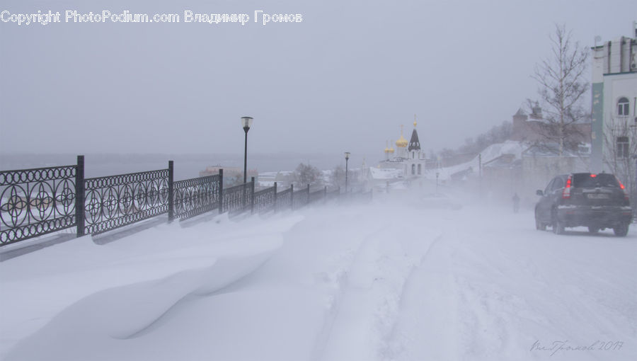 Blizzard, Outdoors, Snow, Weather, Winter, Banister, Handrail