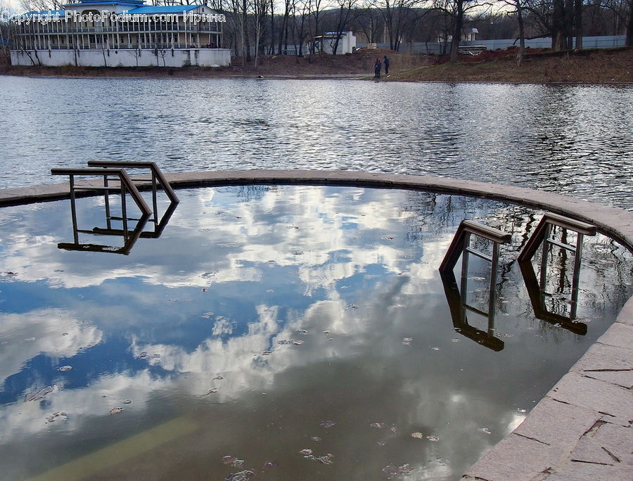 Puddle, Dock, Landing, Pier, Chair, Furniture, Fence