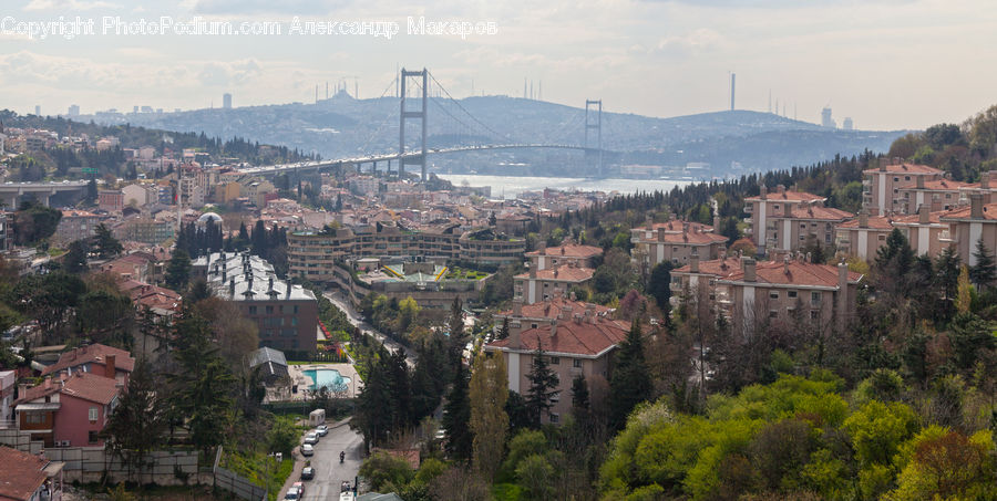 Aerial View, Bench, City, Downtown, Building, Town, Metropolis