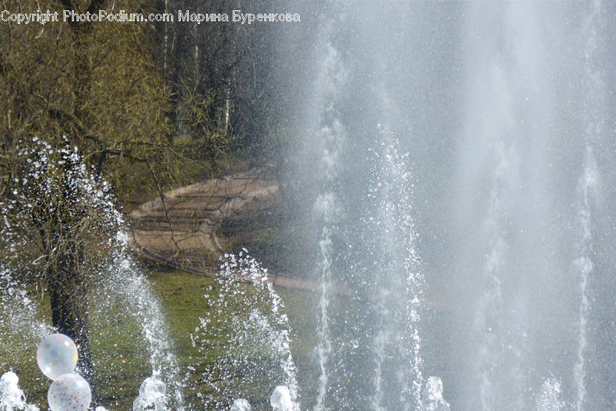 Fountain, Water, Outdoors, River, Waterfall