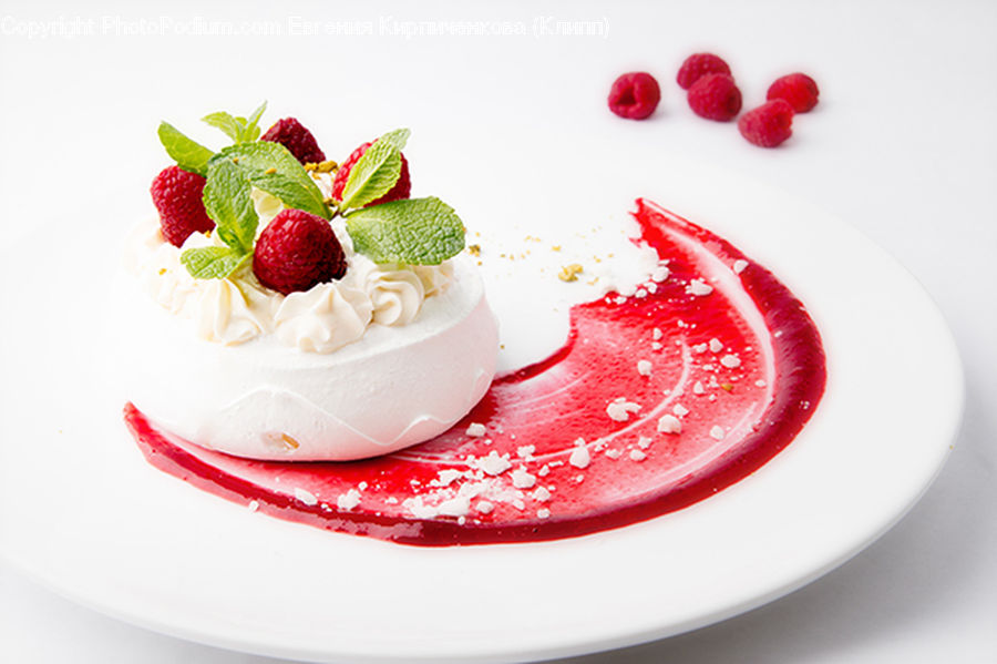 Dessert, Food, Fruit, Raspberry, Cream, Creme, Whipped Cream
