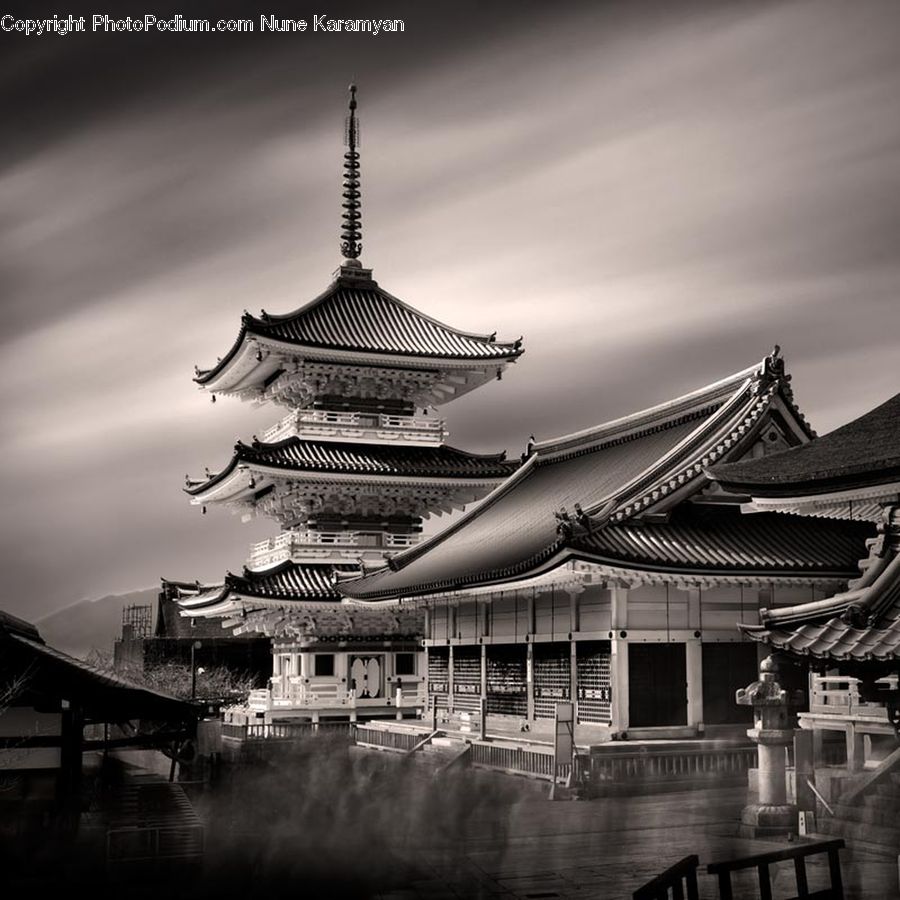 Architecture, Shrine, Temple, Worship, Freeway, Overpass, Housing