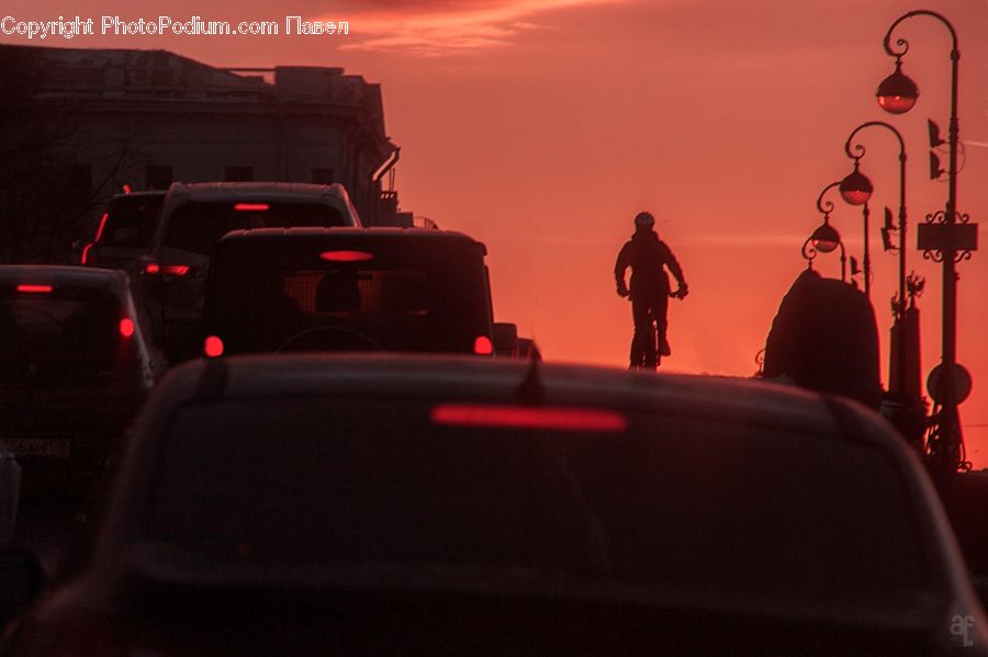 Automobile, Car, Vehicle, Silhouette, Lighting, Traffic Jam, Sports Car