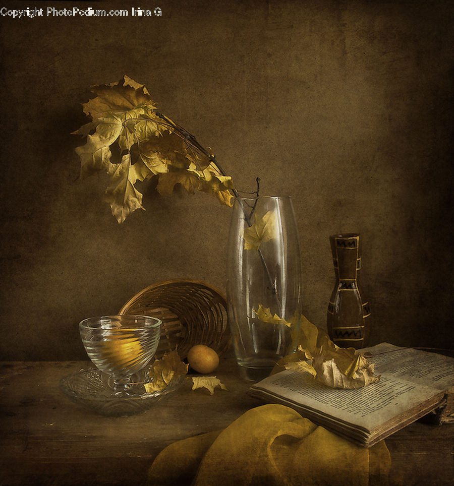 Glass, Goblet, Maple, Maple Leaf, Plant, Crypt, Furniture