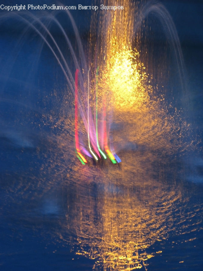 Fountain, Water, Light