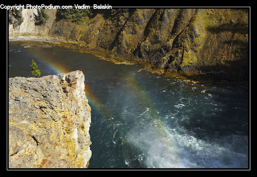 Outdoors, River, Water, Waterfall, Sea, Sea Waves, Cliff