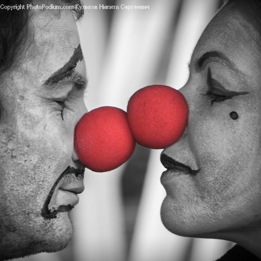 Apple, Fruit, Clown, Performer, Person, Head, Portrait