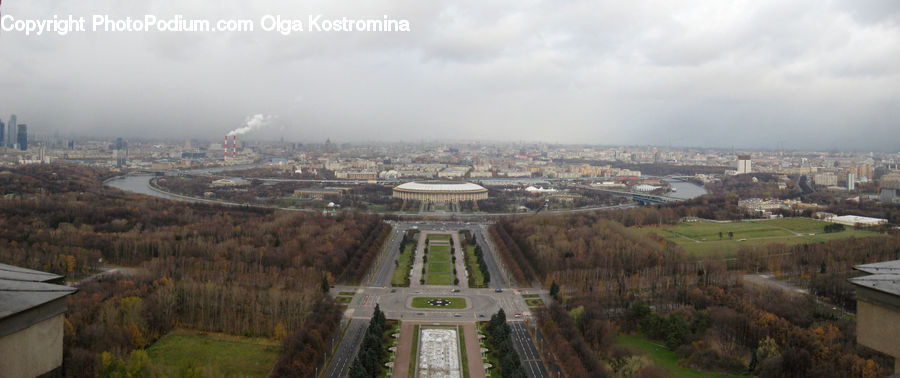 Aerial View, City, Downtown, Metropolis, Urban, Building, Architecture