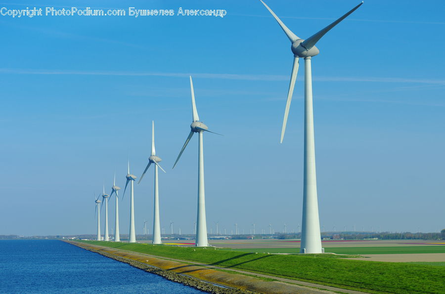 Engine, Machine, Motor, Turbine, Wind Turbine, Field, Grass