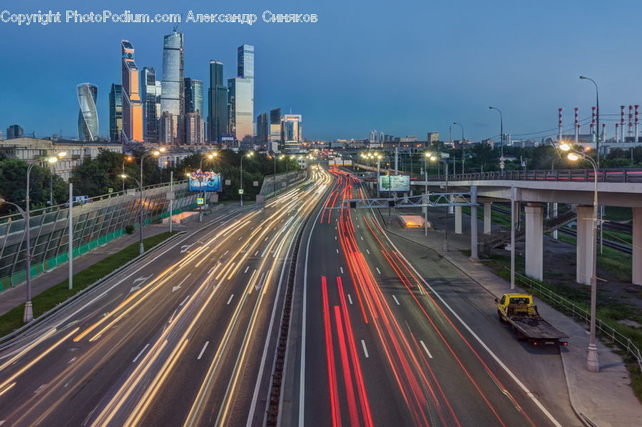 Freeway, Road, Highway, City, Downtown, Metropolis, Urban
