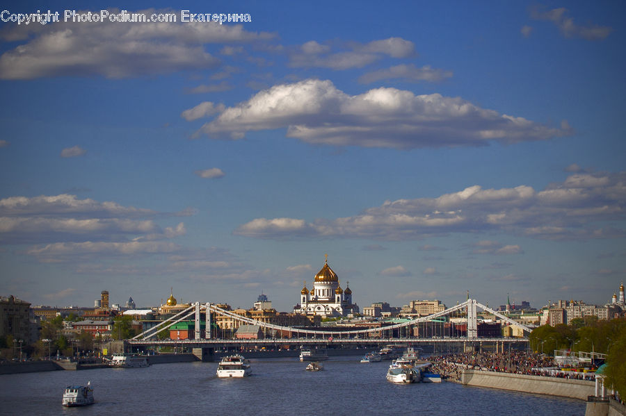 Bridge, Boat, Watercraft, City, Downtown, Aircraft Carrier, Ship