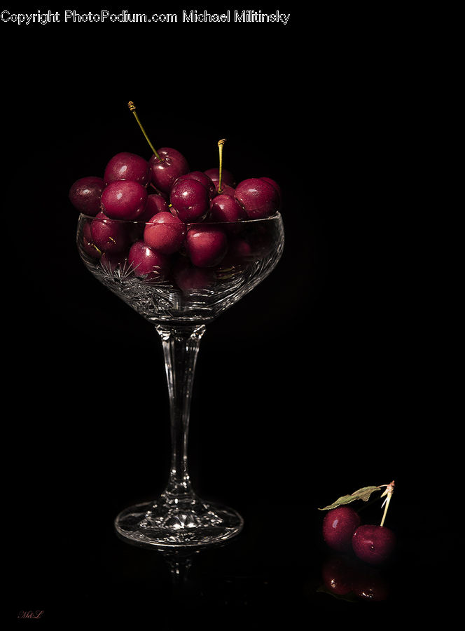 Glass, Goblet, Apple, Fruit, Cherry, Beverage, Wine