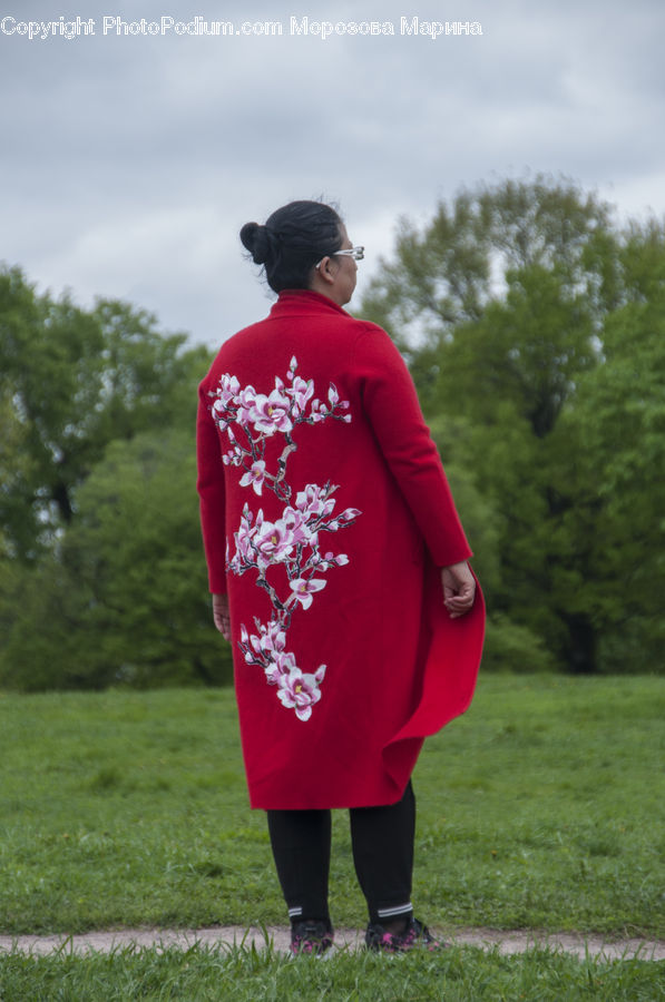 Human, People, Person, Coat, Overcoat, Field, Grass