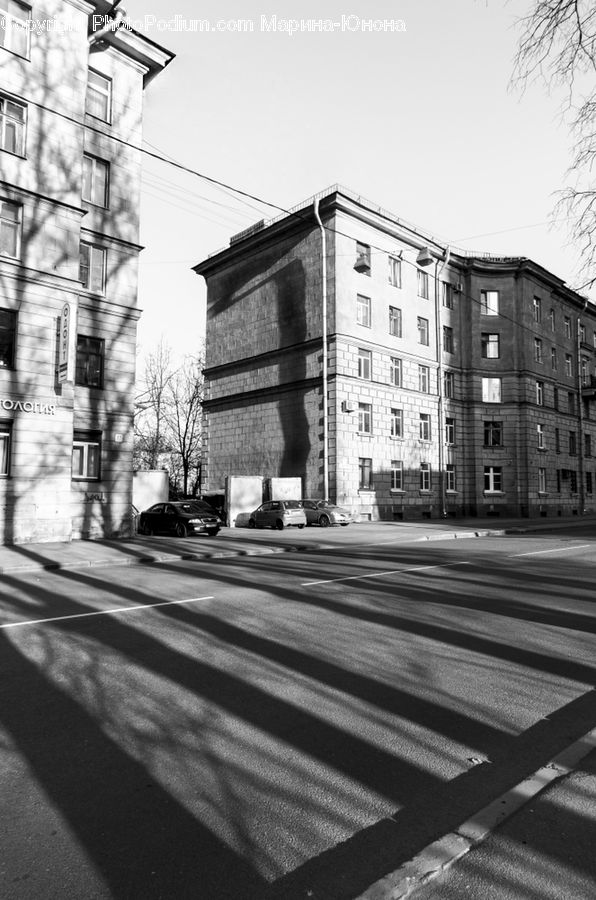 Downtown, Neighborhood, Town, Intersection, Road, City, Urban