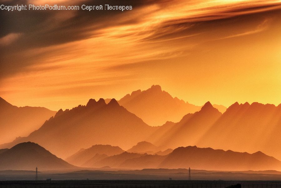 Dawn, Dusk, Sky, Sunrise, Sunset, Auditorium, Mountain