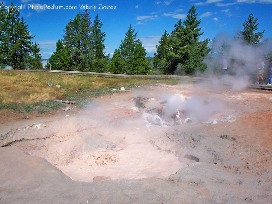 Eruption, Geyser, Outdoors, Water, Smoke, Dirt Road, Gravel
