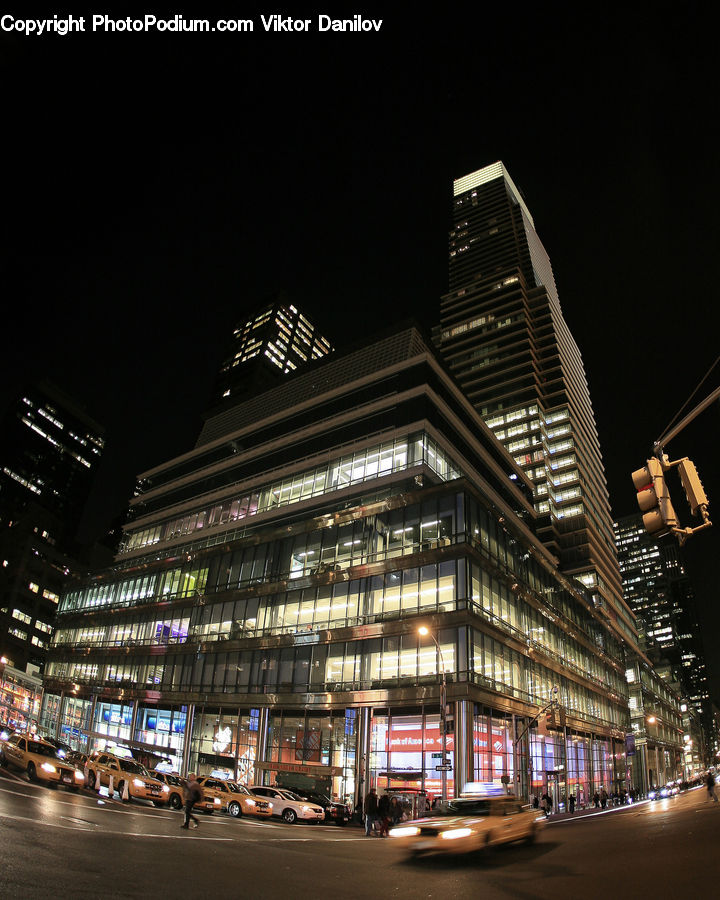 City, Downtown, Metropolis, Urban, Intersection, Road, Building