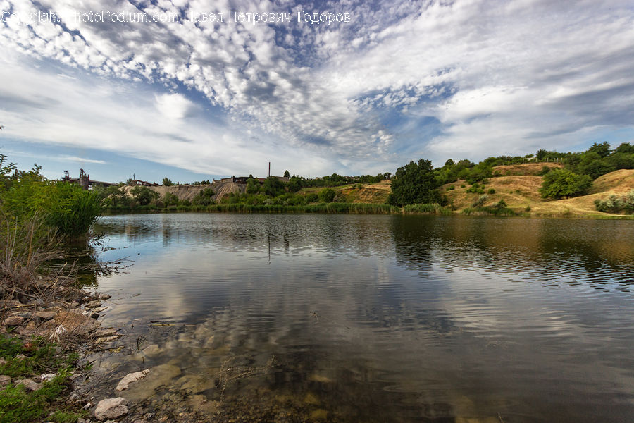 Lake, Outdoors, Water, River, Field, Grass, Grassland