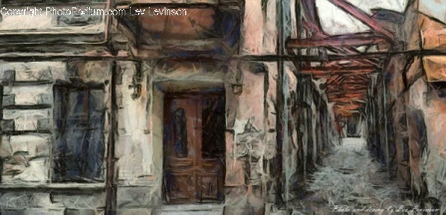 Ruins, Alley, Alleyway, Road, Street, Town, Art