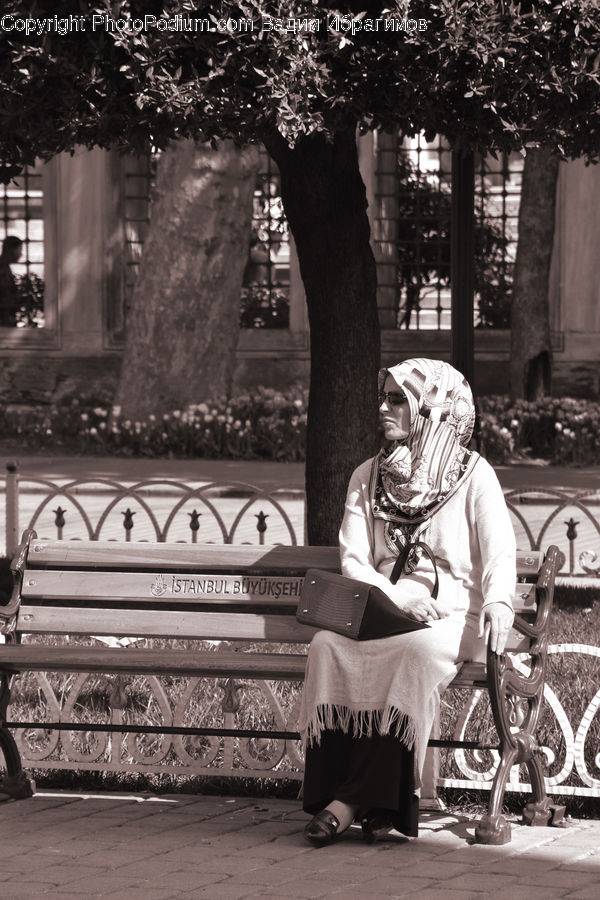 People, Person, Human, Bench, Clothing, Skirt, Bicycle