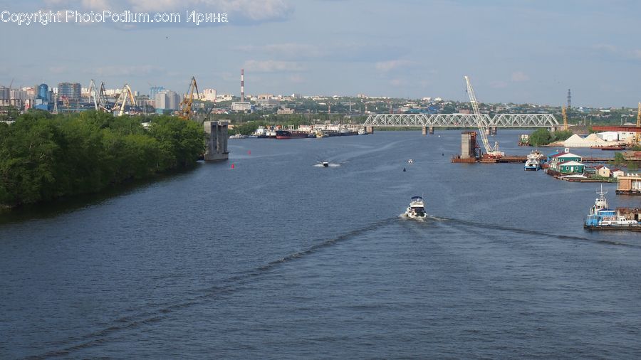 Factory, Refinery, Harbor, Port, Waterfront, Barge, Boat
