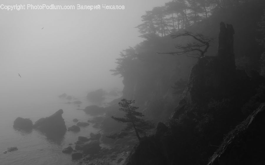 Promontory, Alps, Crest, Mountain, Peak, Fog, Mist