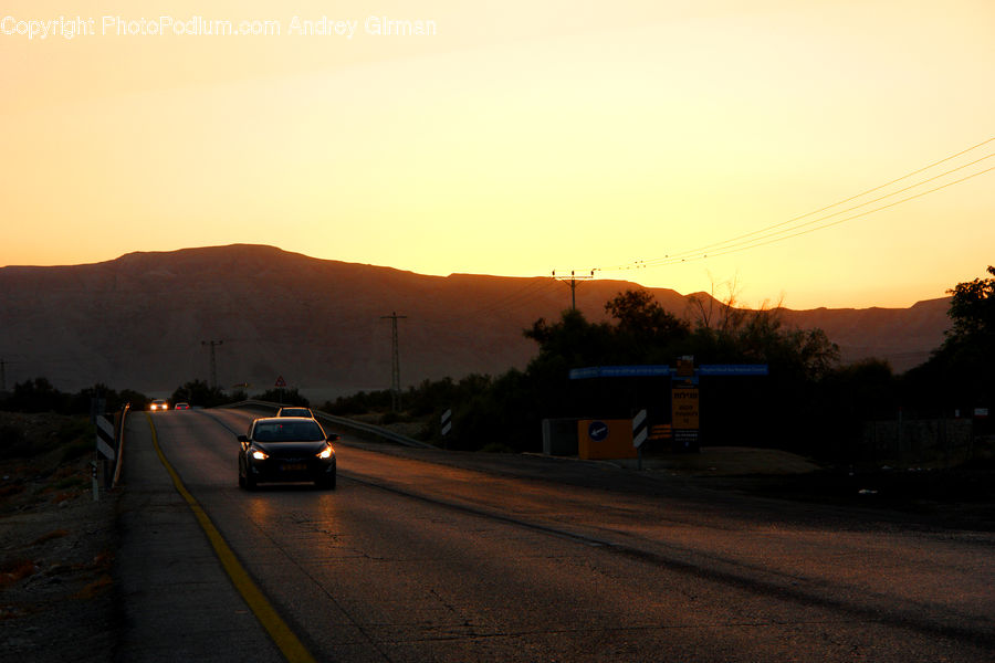 Dirt Road, Gravel, Road, Freeway, Dawn, Dusk, Red Sky
