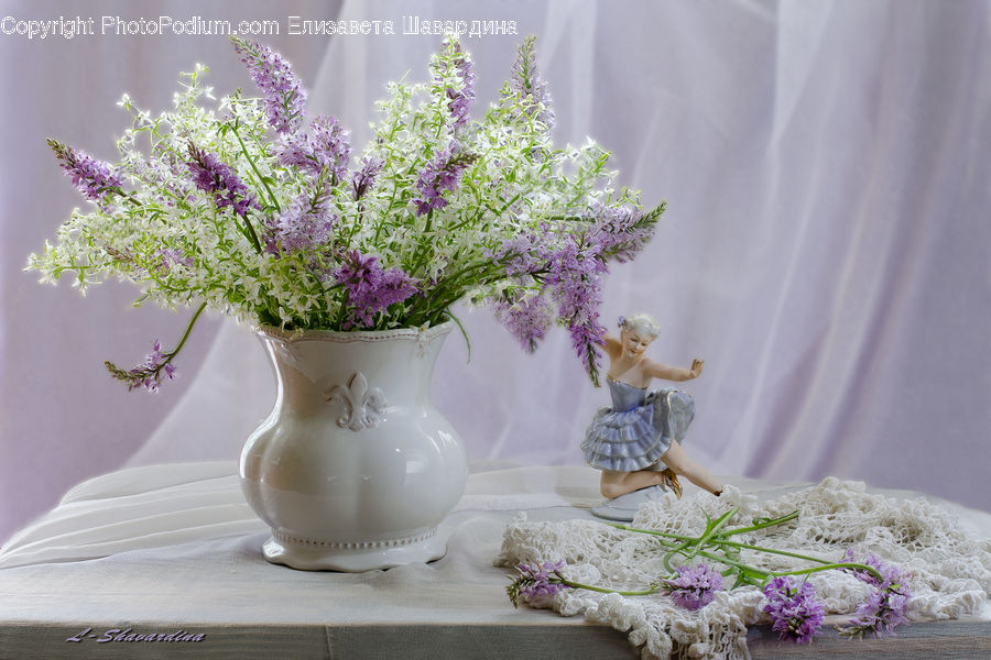 Figurine, Blossom, Flower, Lilac, Plant, Flora, Potted Plant
