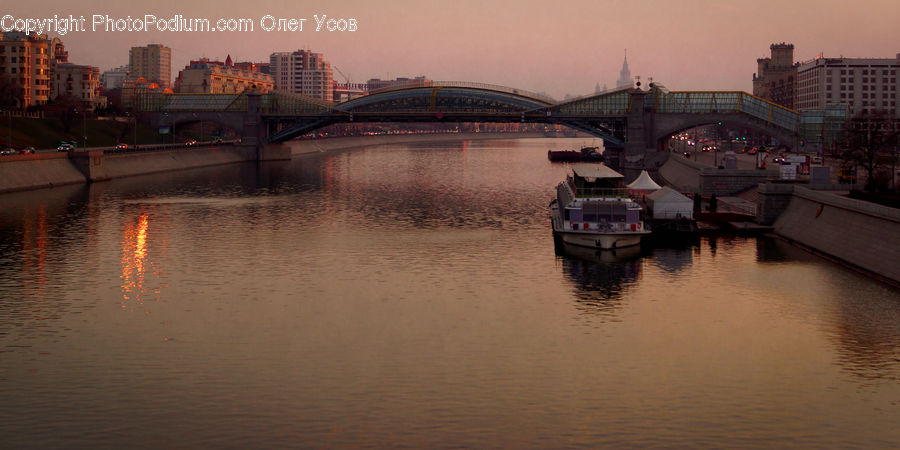 Boat, Watercraft, Bridge, City, Downtown, Canal, Outdoors