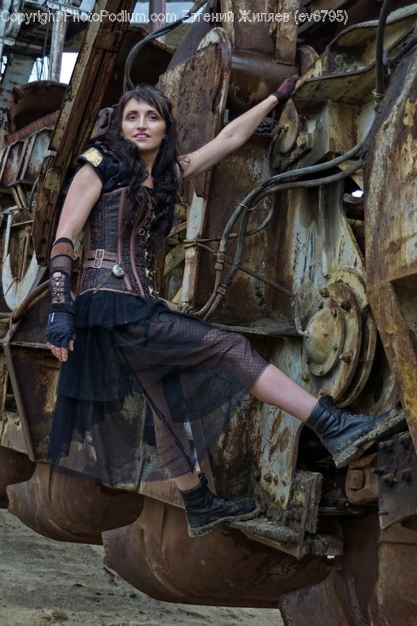 People, Person, Human, Female, Boot, Shoe, Column