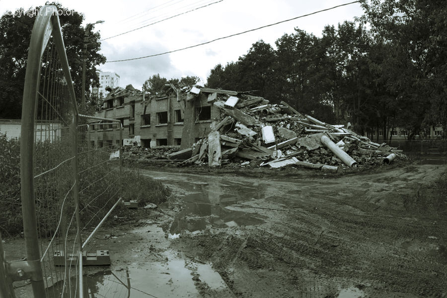 Rubble, Downtown, Neighborhood, Town, Building, Housing, Villa