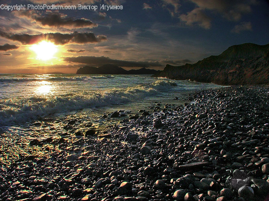Pebble, Coast, Outdoors, Sea, Water, Beach, Chocolate