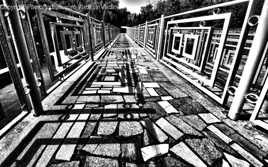 Rail, Train Track, Ruins, Cobblestone, Pavement, Walkway, Road