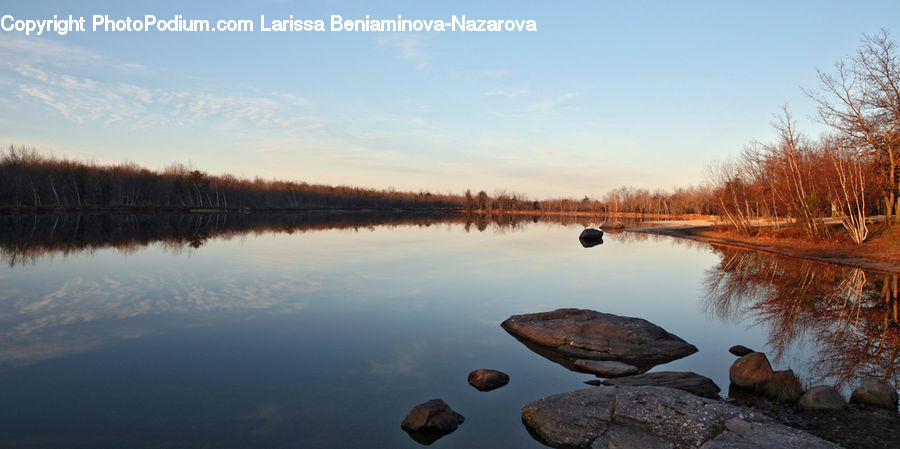 Rock, Lake, Outdoors, Water, Field, Grass, Grassland