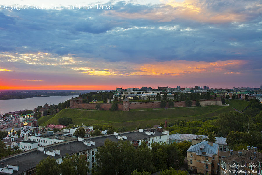 Aerial View, Downtown, Neighborhood, Town, Azure Sky, Cloud, Outdoors