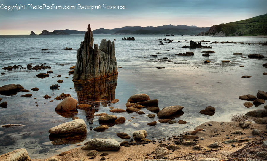 Rock, Coast, Outdoors, Sea, Water, Beach, Pebble